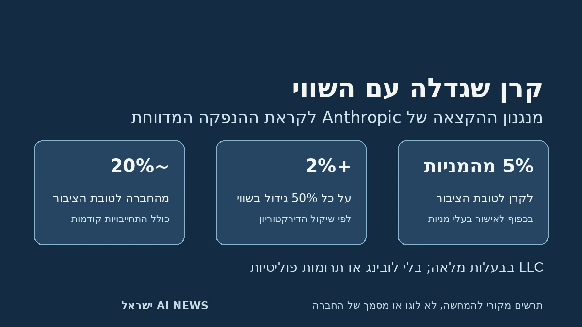תרשים מקורי: מנגנון הקצאת המניות של Anthropic לקרן לטובת הציבור; לא לוגו או צילום של החברה